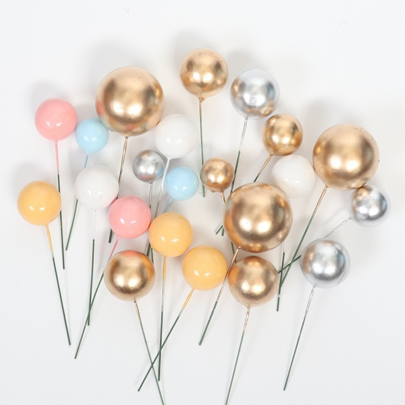 5 vnt. torto apmušalas auksinis sidabrinis rutulys su gimtadieniu torto kepurėlė „pasidaryk pats“ keksiukų vėliavėlė Vestuvių kalėdinio rutulio dekoras Gimtadienio dekoravimas