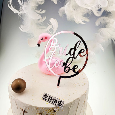 Jauna dimanta līgava būs kāzu kūkas virsma Rozā zelta akrila vistu ballīte Cupcake Topper deserta dāvana kāzu kūku dekorēšanai