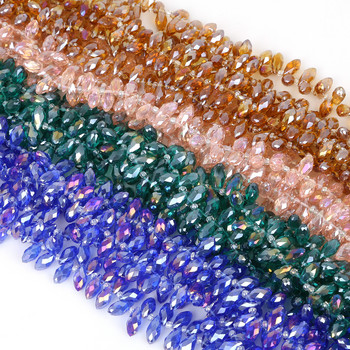 50 τμχ 6x12mm 31 Χρώματα Νερό Drop Crystal Οριζόντιες Χάντρες Τρύπες Πολυεπίπεδες Χαλαρές Χάντρες για Αξεσουάρ Ραπτικής Ενδυμάτων DIY