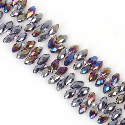 50gab 6x12mm 31 krāsas Ūdens pilienu kristāla horizontālas caurumu krelles, slīpētas brīvas starplikas krelles DIY apģērbu šūšanas piederumiem