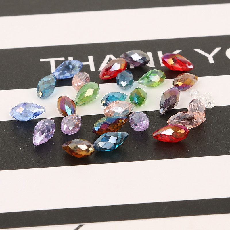 50gab 6x12mm 31 krāsas Ūdens pilienu kristāla horizontālas caurumu krelles, slīpētas brīvas starplikas krelles DIY apģērbu šūšanas piederumiem