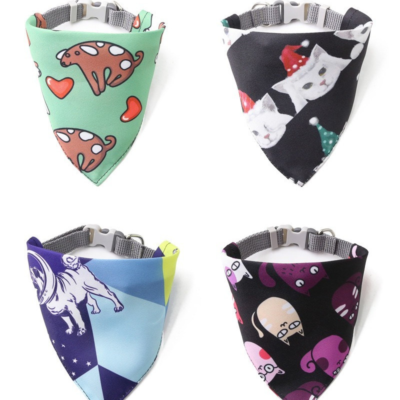 Suņu mīļā kakla siksna Siekalu dvielis Suņa kaķa apdruka ar priekšautiņu kucēns kaķēns Trīsstūrveida šalle piekarināma sprādze Modes kaķēnu šalle mājdzīvnieks Aksesuāri