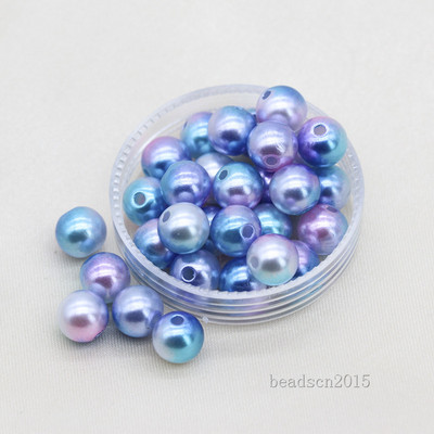 3/4/6/8/10/12 mm Rainbow Mermaid Okrugla ušivena imitacija nakita od bisera, ogrlica, narukvica, odstojnik, akrilne perle s rupom