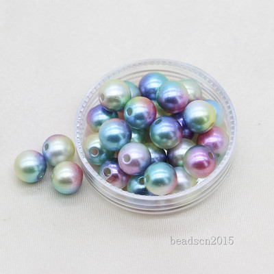 3/4/6/8/10/12 mm Rainbow Mermaid Okrugla ušivena imitacija nakita od bisera, ogrlica, narukvica, odstojnik, akrilne perle s rupom