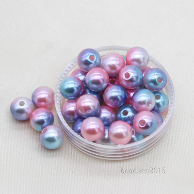 3/4/6/8/10/12 mm Rainbow Mermaid Okrugla ušivena imitacija nakita od bisera, ogrlica, narukvica, odstojnik, akrilne perle s rupom