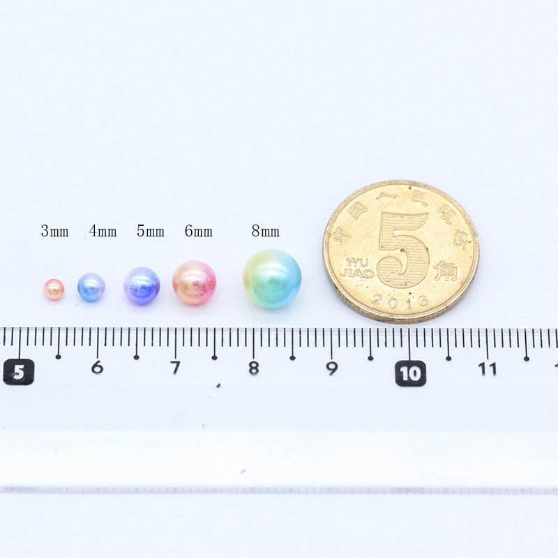 3/4/6/8/10/12 mm Rainbow Mermaid Okrugla ušivena imitacija nakita od bisera, ogrlica, narukvica, odstojnik, akrilne perle s rupom