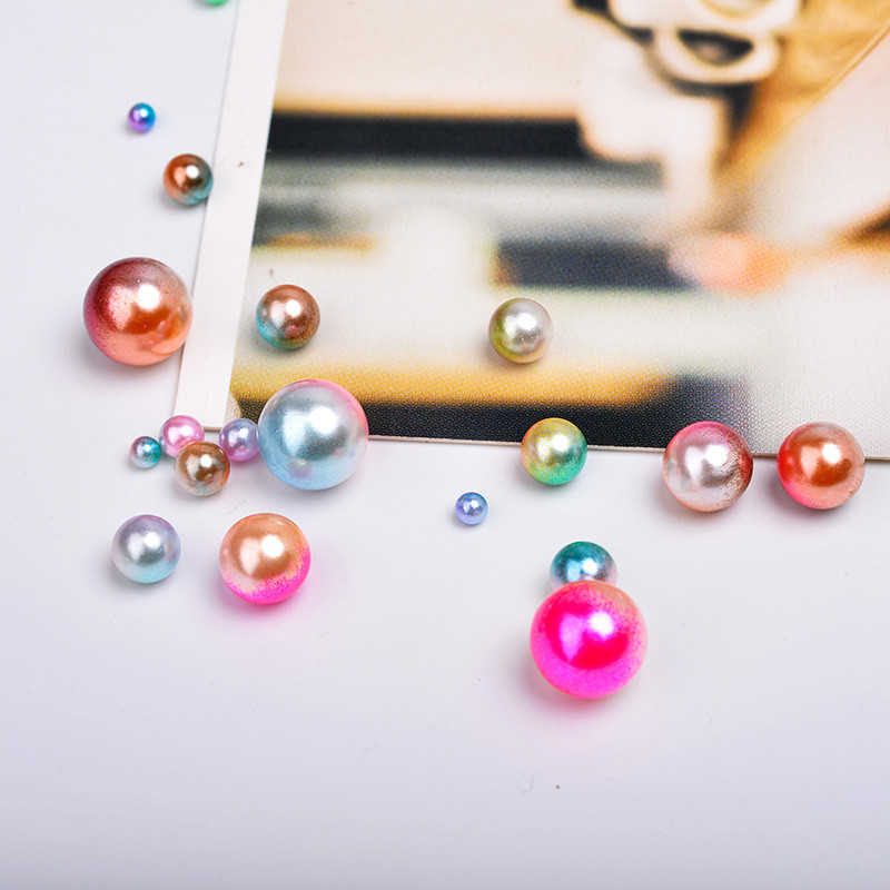 3-10 mm varavīksnes nāriņa bez cauruma, apaļa akrila imitācijas pērļu starplikas, vaļīgas krelles DIY albumam Dekorācijas juvelierizstrādājumu izgatavošana