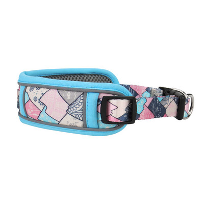 Neilona atstarojoša mājdzīvnieku kaklasiksna, elpojoša suņu kaklasiksna ar spēcīgu dubulto D gredzenu un modes apdruku maziem, vidēji lieliem suņiem