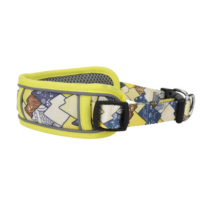 Neilona atstarojoša mājdzīvnieku kaklasiksna, elpojoša suņu kaklasiksna ar spēcīgu dubulto D gredzenu un modes apdruku maziem, vidēji lieliem suņiem