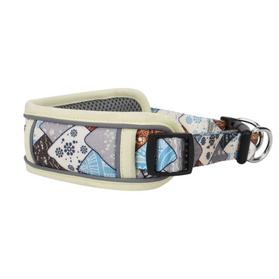 Neilona atstarojoša mājdzīvnieku kaklasiksna, elpojoša suņu kaklasiksna ar spēcīgu dubulto D gredzenu un modes apdruku maziem, vidēji lieliem suņiem