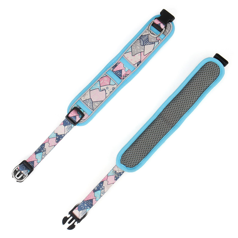 Neilona atstarojoša mājdzīvnieku kaklasiksna, elpojoša suņu kaklasiksna ar spēcīgu dubulto D gredzenu un modes apdruku maziem, vidēji lieliem suņiem