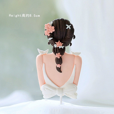 Romantiska dāmas pusmugura Daudz laimes dzimšanas dienā kūkas pildījumam kāzu līgavām, lai kļūtu par ballīšu dekorēšanas sievieti