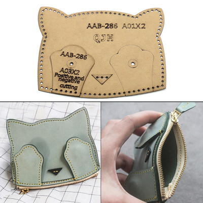 Új macska alakú kártyatartó érme pénztárca bőr kézműves egyéniség divatmintás barkács nátronpapír sablon