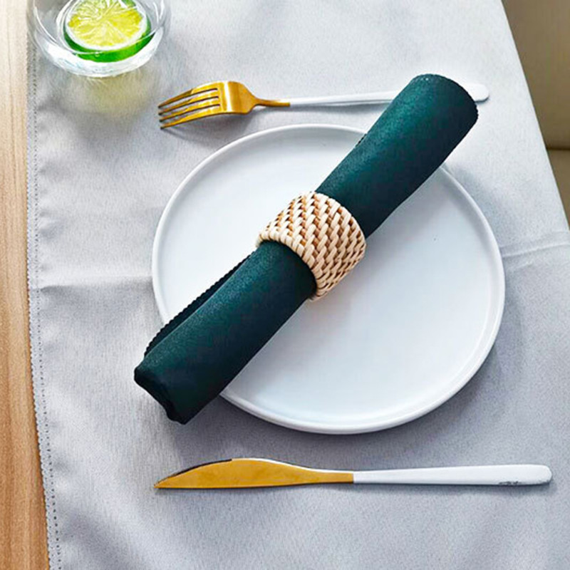 1GB ar rokām darinātas pītas rotangpalmas salvešu sprādzes salvešu gredzeni, dabīgi pusdienu galdam, salvešu turētājs svētku ballīšu dekorēšanai