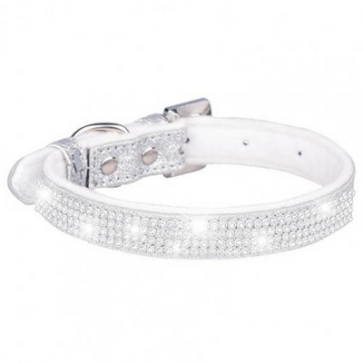 PU Δερμάτινο κολάρο κατοικίδιων ζώων Κρυστάλλινο διαμάντι με ένθετα ίχνη γάτας Κολιέ Ζώα Γυαλιστερό μπλουζάκι στρας Κολάρα για σκύλους για γάτες Προμήθειες για κατοικίδια