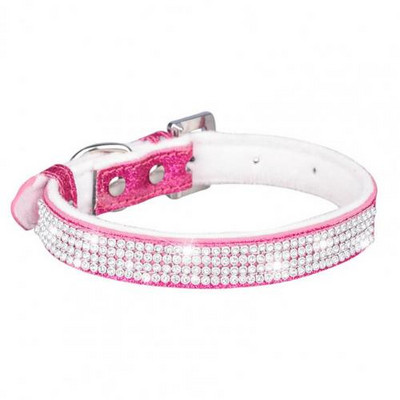 PU Δερμάτινο κολάρο κατοικίδιων ζώων Κρυστάλλινο διαμάντι με ένθετα ίχνη γάτας Κολιέ Ζώα Γυαλιστερό μπλουζάκι στρας Κολάρα για σκύλους για γάτες Προμήθειες για κατοικίδια