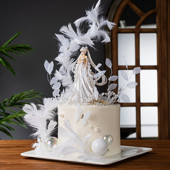 Όμορφο κορίτσι στολίδι για τούρτα φεγγάρι για κορίτσια Διακόσμηση για πάρτι γενεθλίων Φτερό κορώνα τούρτα Γάμος