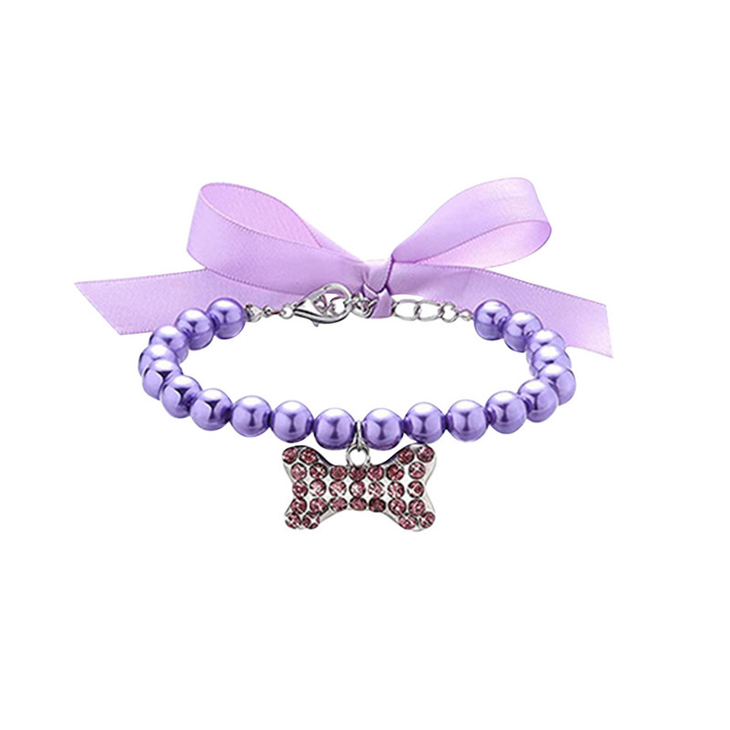 Jauks mājdzīvnieks suns kaķis pērļu kaklarota kaklasiksna ar Bling Bone Skaista modes mājdzīvnieku kucēnu kāzu rotaslietas aksesuāri suņiem kaķiem