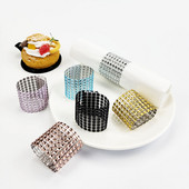 10Gb Plastmasas salvešu turētājs Rhinestone zelta sudraba krāsas salvešu gredzens kāzu bērnu dušai Ziemassvētku ballītes dekorēšanas piederumi