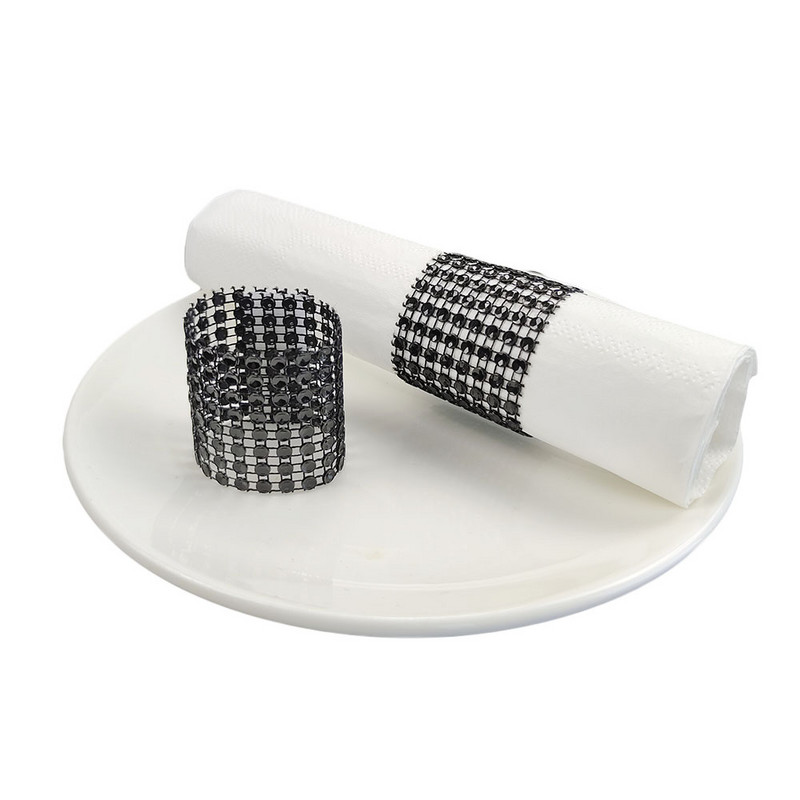 10Gb Plastmasas salvešu turētājs Rhinestone zelta sudraba krāsas salvešu gredzens kāzu bērnu dušai Ziemassvētku ballītes dekorēšanas piederumi