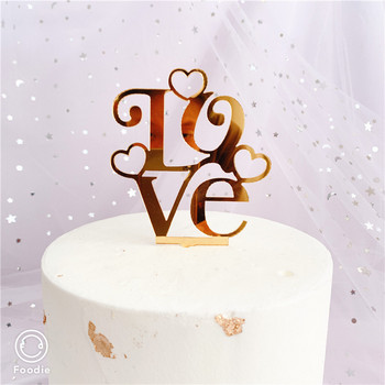 Νέο ακρυλικό κάλυμμα χριστουγεννιάτικου κέικ χρυσό για την ημέρα του Αγίου Βαλεντίνου Γαμήλιο πάρτι Cupcake Διακοσμητικό δώρο γάμου Προμήθειες ψησίματος