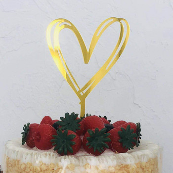 Нов акрилен топер за торта Честит рожден ден Златен ден на Свети Валентин Сватбено тържество Топпер за кексчета Декорация Сватбен подарък Консумативи за печене