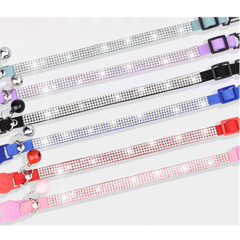 Bling Rhinestone kucēnu kaķu kaklasiksnas Regulējamas ādas jaukas kaķu kaķēnu kaklasiksnas maziem un vidējiem suņiem kaķiem Čivavas mopsis Jorkšīras