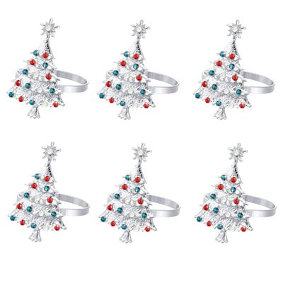 Jõulusalvrätisõrmuste komplekt 6-st salvrätirõngaste hoidikust jõuluõhtusöögiks Pulmadeks Jõulude tänupühadeks Kodu Köögilaud dets.