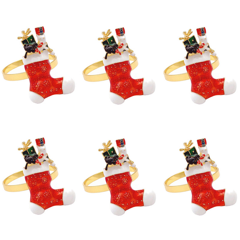 Jõulusalvrätisõrmuste komplekt 6-st salvrätirõngaste hoidikust jõuluõhtusöögiks Pulmadeks Jõulude tänupühadeks Kodu Köögilaud dets.