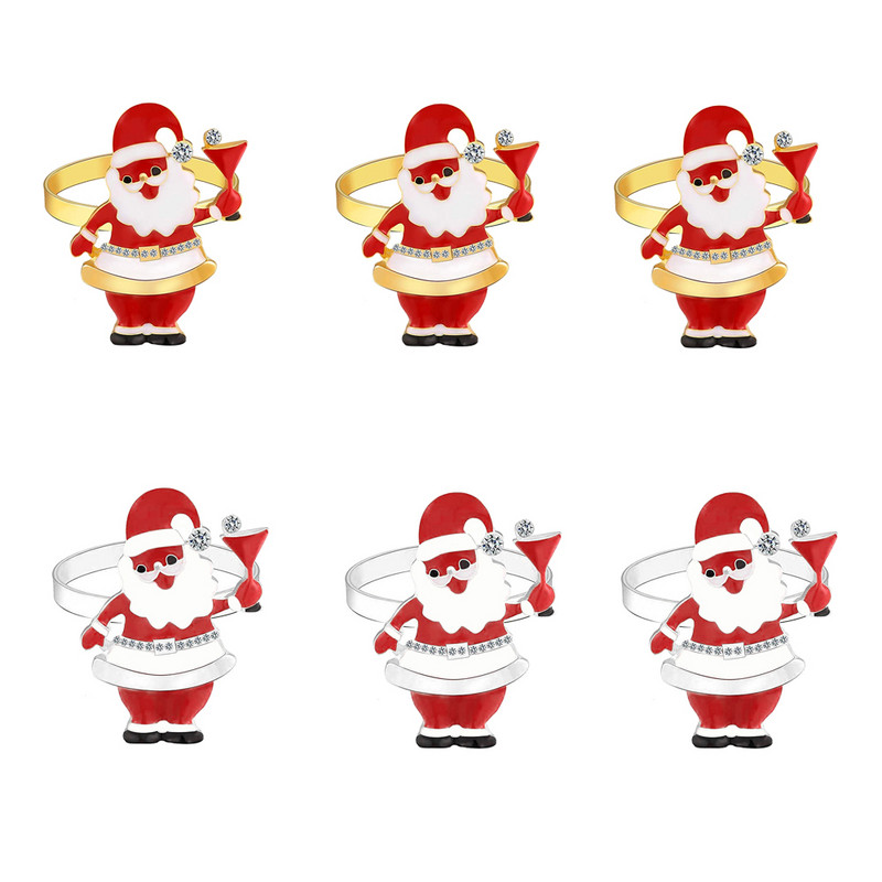 Jõulusalvrätisõrmuste komplekt 6-st salvrätirõngaste hoidikust jõuluõhtusöögiks Pulmadeks Jõulude tänupühadeks Kodu Köögilaud dets.