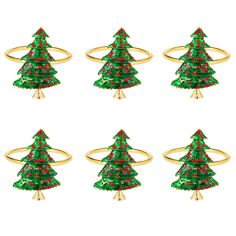 Jõulusalvrätisõrmuste komplekt 6-st salvrätirõngaste hoidikust jõuluõhtusöögiks Pulmadeks Jõulude tänupühadeks Kodu Köögilaud dets.