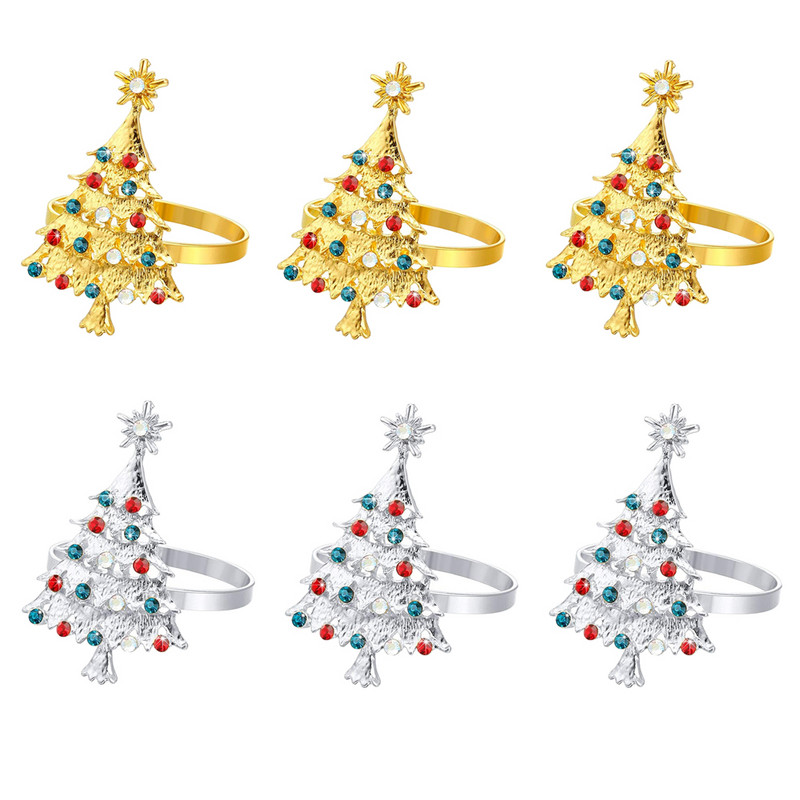 Jõulusalvrätisõrmuste komplekt 6-st salvrätirõngaste hoidikust jõuluõhtusöögiks Pulmadeks Jõulude tänupühadeks Kodu Köögilaud dets.