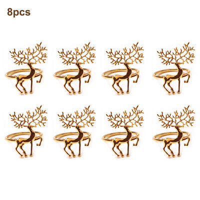 4/6/8/12gab Ziemassvētku salvešu turētāja sakausējums Augstas kvalitātes gudrs, smalks briežu salvešu gredzens bāra restorānam Ziemassvētku ballīšu vakariņas