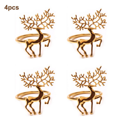 4/6/8/12gab Ziemassvētku salvešu turētāja sakausējums Augstas kvalitātes gudrs, smalks briežu salvešu gredzens bāra restorānam Ziemassvētku ballīšu vakariņas