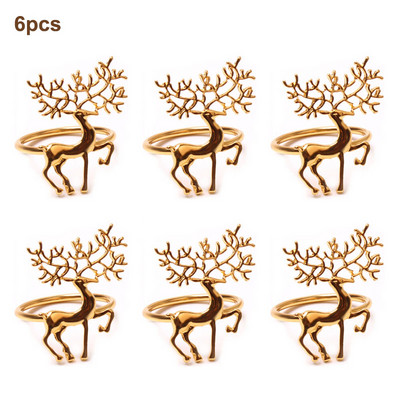 4/6/8/12gab Ziemassvētku salvešu turētāja sakausējums Augstas kvalitātes gudrs, smalks briežu salvešu gredzens bāra restorānam Ziemassvētku ballīšu vakariņas