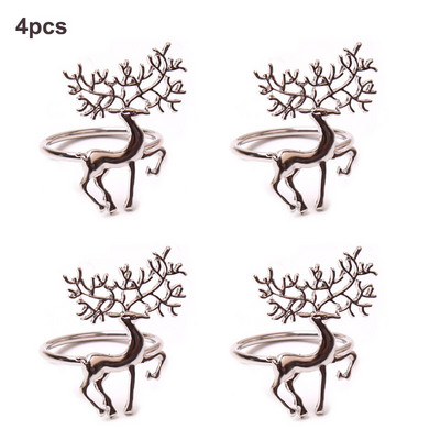 4/6/8/12gab Ziemassvētku salvešu turētāja sakausējums Augstas kvalitātes gudrs, smalks briežu salvešu gredzens bāra restorānam Ziemassvētku ballīšu vakariņas