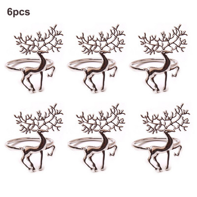 4/6/8/12gab Ziemassvētku salvešu turētāja sakausējums Augstas kvalitātes gudrs, smalks briežu salvešu gredzens bāra restorānam Ziemassvētku ballīšu vakariņas