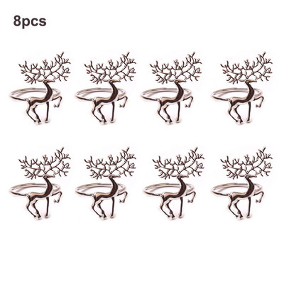 4/6/8/12gab Ziemassvētku salvešu turētāja sakausējums Augstas kvalitātes gudrs, smalks briežu salvešu gredzens bāra restorānam Ziemassvētku ballīšu vakariņas