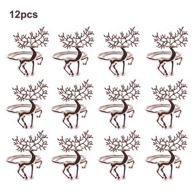 4/6/8/12gab Ziemassvētku salvešu turētāja sakausējums Augstas kvalitātes gudrs, smalks briežu salvešu gredzens bāra restorānam Ziemassvētku ballīšu vakariņas