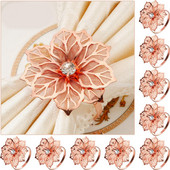 Δαχτυλίδια χαρτοπετσέτας από κράμα 12 τεμαχίων με θήκη για χαρτοπετσέτα λουλουδιών με λουλούδια Δαχτυλίδια για χαρτοπετσέτες από στρας Διακοσμητικό εκλεκτό