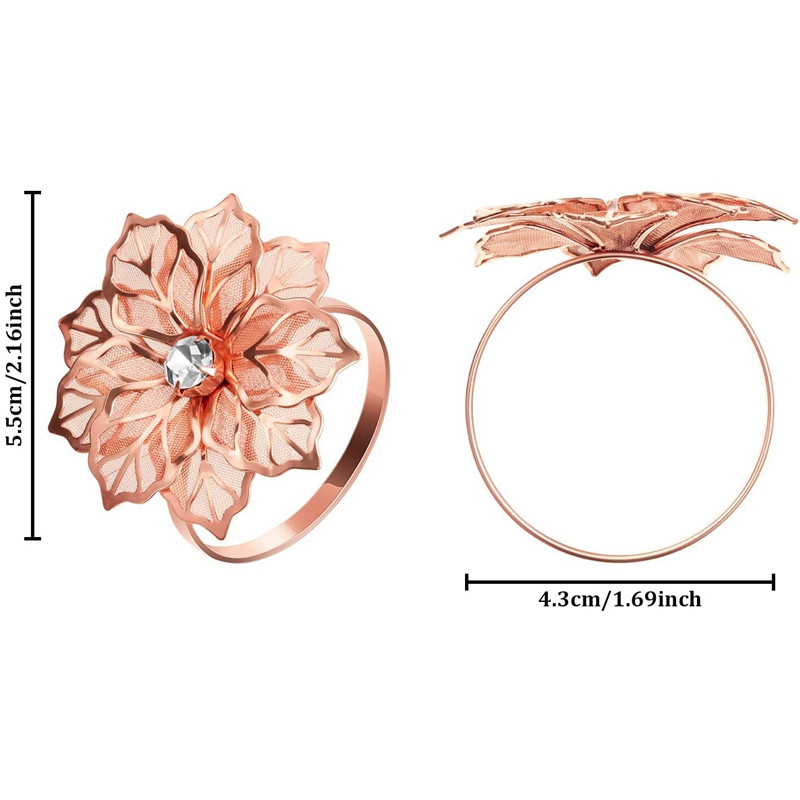 Δαχτυλίδια χαρτοπετσέτας από κράμα 12 τεμαχίων με θήκη για χαρτοπετσέτα λουλουδιών με λουλούδια Δαχτυλίδια για χαρτοπετσέτες από στρας Διακοσμητικό εκλεκτό