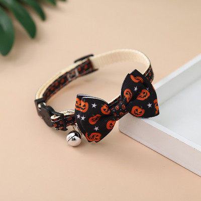 Helovīna suņu apkakles apdruka, ķirbju loks, regulējama kucēnu kaklarota ar zvaniņu mazo kaķēnu festivālam Cosplay jauki aksesuāri