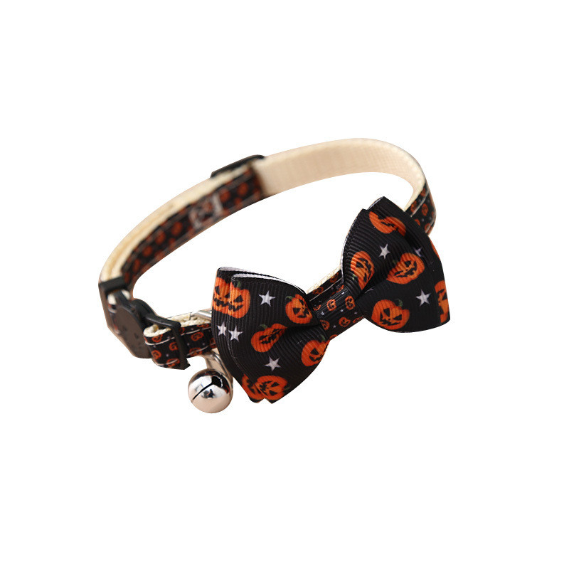 Helovīna suņu apkakles apdruka, ķirbju loks, regulējama kucēnu kaklarota ar zvaniņu mazo kaķēnu festivālam Cosplay jauki aksesuāri