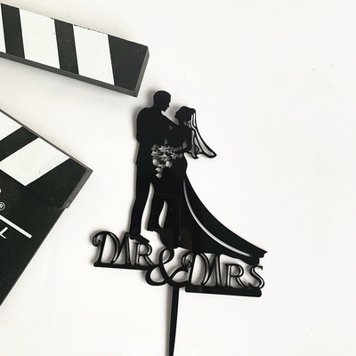 Topper acrilic pentru tort de nuntă, aur roz „Mr&Mrs” Topper pentru tort pentru ziua Îndrăgostiților, mărturisire, accesorii pentru decorarea tortului