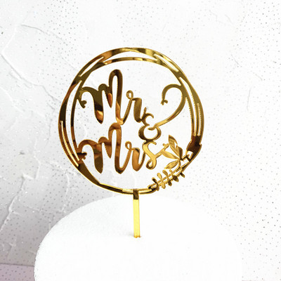 Topper acrilic pentru tort de nuntă, aur roz „Mr&Mrs” Topper pentru tort pentru ziua Îndrăgostiților, mărturisire, accesorii pentru decorarea tortului