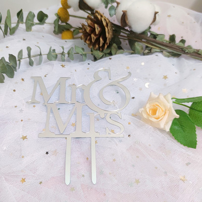 Topper acrilic pentru tort de nuntă, aur roz „Mr&Mrs” Topper pentru tort pentru ziua Îndrăgostiților, mărturisire, accesorii pentru decorarea tortului