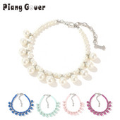 Mākslīgā pērļu suņu kakla siksna ar kaulu simulācijas kalnu kalnu kucēnu kaķu suņu ķēdes kaklarotu mājdzīvnieku kaklasiksnu