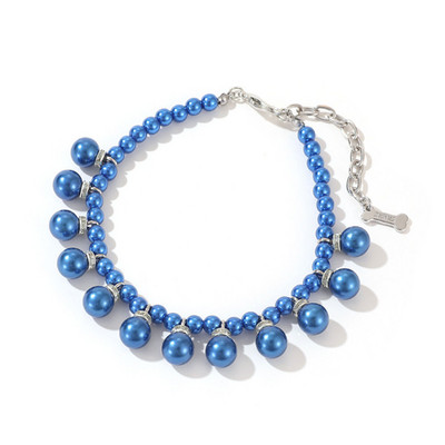 Mākslīgā pērļu suņu kakla siksna ar kaulu simulācijas kalnu kalnu kucēnu kaķu suņu ķēdes kaklarotu mājdzīvnieku kaklasiksnu