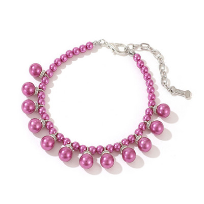 Mākslīgā pērļu suņu kakla siksna ar kaulu simulācijas kalnu kalnu kucēnu kaķu suņu ķēdes kaklarotu mājdzīvnieku kaklasiksnu