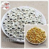 300 buc/lot 6 mm margele rotunde auriu/argintiu margele din rasina ABS Artizanat pentru bijuterii